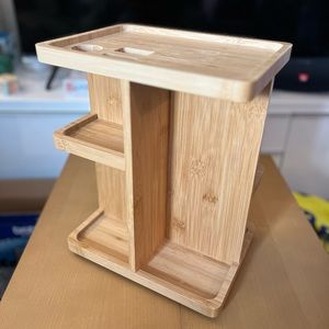 Rotating bamboo vanity organizer